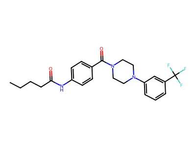 N-[4-[4-[3-(trifluoromethyl)phenyl]piperazine-1-carbonyl]phenyl]pentanamide structure