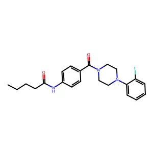 N-[4-[4-(2-fluorophenyl)piperazine-1-carbonyl]phenyl]pentanamide structure