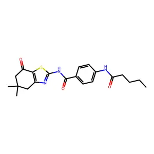 N-(5,5-dimethyl-7-oxo-4,6-dihydro-1,3-benzothiazol-2-yl)-4-(pentanoylamino)benzamide structure