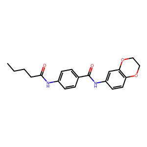 N-(2,3-dihydro-1,4-benzodioxin-6-yl)-4-(pentanoylamino)benzamide structure