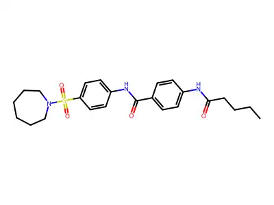 N-[4-(azepan-1-ylsulfonyl)phenyl]-4-(pentanoylamino)benzamide structure
