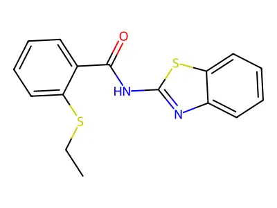 N-(1,3-benzothiazol-2-yl)-2-ethylsulfanylbenzamide structure