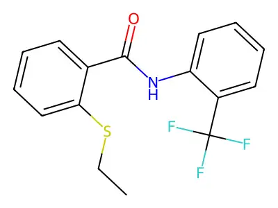 2-(ethylsulfanyl)-N-[2-(trifluoromethyl)phenyl]benzamide structure