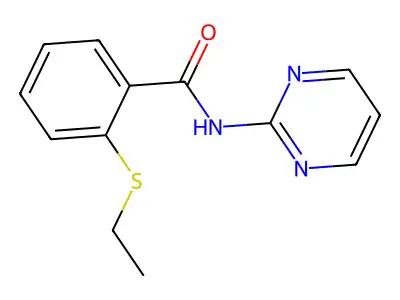 2-(ethylsulfanyl)-N-(pyrimidin-2-yl)benzamide structure