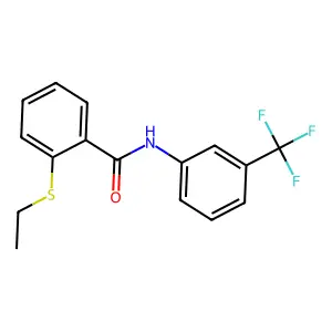 2-ethylsulfanyl-N-[3-(trifluoromethyl)phenyl]benzamide structure