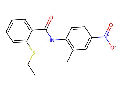 2-(ethylsulfanyl)-N-(2-methyl-4-nitrophenyl)benzamide structure