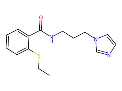 2-ethylsulfanyl-N-(3-imidazol-1-ylpropyl)benzamide structure