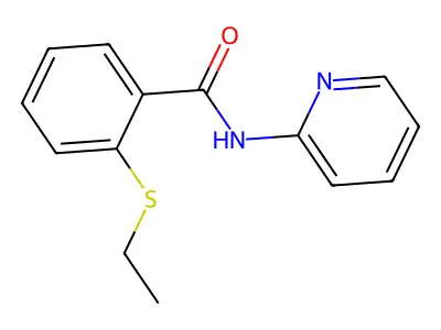 2-ethylsulfanyl-N-pyridin-2-ylbenzamide structure