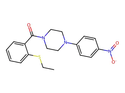 (2-Ethylsulfanylphenyl)-[4-(4-nitrophenyl)piperazin-1-yl]methanone structure
