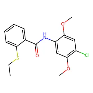 N-(4-chloro-2,5-dimethoxyphenyl)-2-ethylsulfanylbenzamide structure