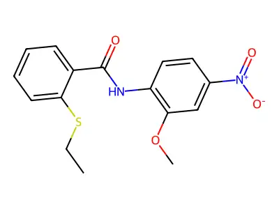 2-(ethylsulfanyl)-N-(2-methoxy-4-nitrophenyl)benzamide structure