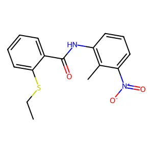 2-ethylsulfanyl-N-(2-methyl-3-nitrophenyl)benzamide structure