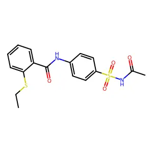 N-[4-(acetylsulfamoyl)phenyl]-2-ethylsulfanylbenzamide structure