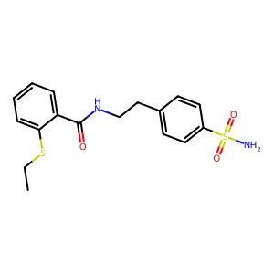2-ethylsulfanyl-N-[2-(4-sulfamoylphenyl)ethyl]benzamide structure
