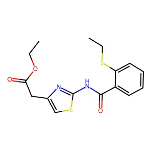 Ethyl [2-({[2-(ethylsulfanyl)phenyl]carbonyl}amino)-1,3-thiazol-4-yl]acetate structure