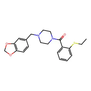 [4-(1,3-Benzodioxol-5-ylmethyl)-1-piperazinyl]-[2-(ethylthio)phenyl]methanone structure