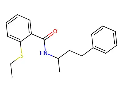 2-(ethylsulfanyl)-N-(4-phenylbutan-2-yl)benzamide structure