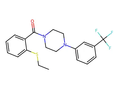 (2-Ethylsulfanylphenyl)-[4-[3-(trifluoromethyl)phenyl]piperazin-1-yl]methanone structure
