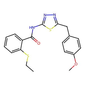 2-ethylsulfanyl-N-[5-[(4-methoxyphenyl)methyl]-1,3,4-thiadiazol-2-yl]benzamide structure