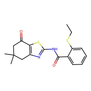 N-(5,5-dimethyl-7-oxo-4,5,6,7-tetrahydro-1,3-benzothiazol-2-yl)-2-(ethylsulfanyl)benzamide structure