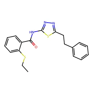 2-(ethylsulfanyl)-N-[5-(2-phenylethyl)-1,3,4-thiadiazol-2-yl]benzamide structure