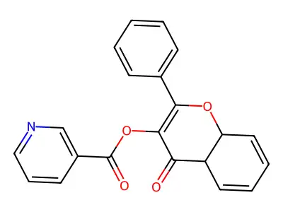 4a,8a-Dihydro-4-oxo-2-phenyl-4H-1-benzopyran-3-yl 3-pyridinecarboxylate structure