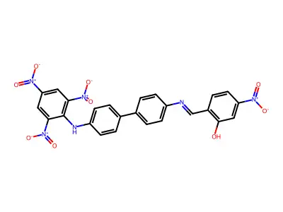 5-Nitro-2-{[(4'-{2,4,6-trisnitroanilino}[1,1'-biphenyl]-4-yl)imino]methyl}phenol structure
