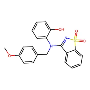 2-[(1,1-Dioxido-1,2-benzisothiazol-3-YL)(4-methoxybenzyl)amino]phenol structure