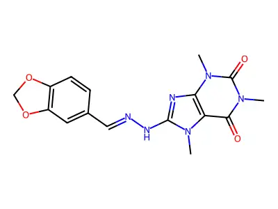 8-[(2E)-2-(1,3-benzodioxol-5-ylmethylidene)hydrazinyl]-1,3,7 structure