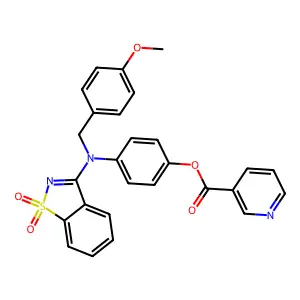 4-((1,1-dioxidobenzo[d]isothiazol-3-yl)(4-methoxybenzyl)amino)phenyl nicotinate structure