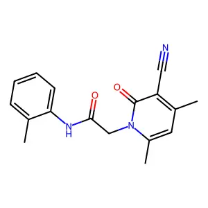 2-(3-cyano-4,6-dimethyl-2-oxopyridin-1-yl)-N-(2-methylphenyl)acetamide structure