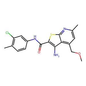 3-amino-N-(3-chloro-4-methylphenyl)-4-(methoxymethyl)-6-methylthieno[2,3-b]pyridine-2-carboxamide structure