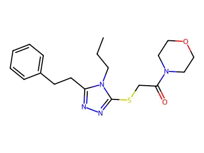 4-({[5-(2-phenylethyl)-4-propyl-4H-1,2,4-triazol-3-yl]thio}acetyl)morpholine structure