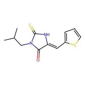 3-isobutyl-5-(2-thienylmethylene)-2-thioxo-imidazolidin-4-one structure