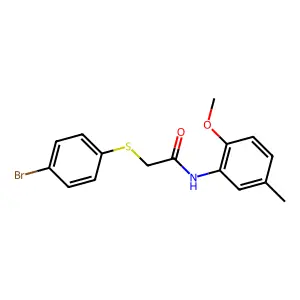 2-[(4-bromophenyl)sulfanyl]-N-(2-methoxy-5-methylphenyl)acetamide structure