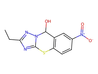 2-ethyl-7-nitro-9H-[1,2,4]triazolo[5,1-b][1,3]benzothiazin-9-ol structure
