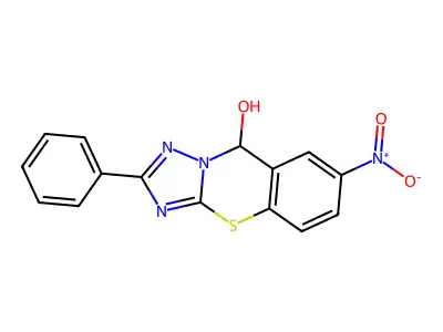 7-nitro-2-phenyl-9H-[1,2,4]triazolo[5,1-b][1,3]benzothiazin-9-ol structure