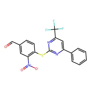 3-Nitro-4-[4-phenyl-6-(trifluoromethyl)pyrimidin-2-yl]sulfanylbenzaldehyde structure