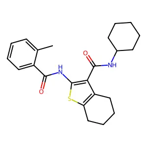 N-cyclohexyl-2-[(2-methylbenzoyl)amino]-4,5,6,7-tetrahydro-1-benzothiophene-3-carboxamide structure