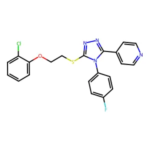 4-[5-[2-(2-chlorophenoxy)ethylsulfanyl]-4-(4-fluorophenyl)-1,2,4-triazol-3-yl]pyridine structure