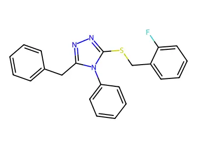 3-Benzyl-5-[(2-fluorophenyl)methylsulfanyl]-4-phenyl-1,2,4-triazole structure
