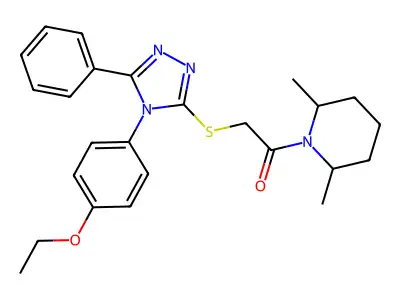 1-(2,6-dimethylpiperidin-1-yl)-2-[[4-(4-ethoxyphenyl)-5-phenyl-1,2,4-triazol-3-yl]sulfanyl]ethanone structure
