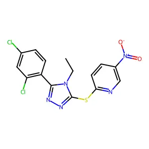 2-[[5-(2,4-Dichlorophenyl)-4-ethyl-1,2,4-triazol-3-yl]sulfanyl]-5-nitropyridine structure