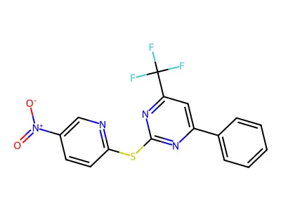 2-(5-Nitropyridin-2-yl)sulfanyl-4-phenyl-6-(trifluoromethyl)pyrimidine structure