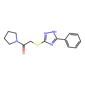 2-[(5-phenyl-1H-1,2,4-triazol-3-yl)sulfanyl]-1-pyrrolidin-1-ylethanone structure