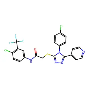 2-{[4-(4-chlorophenyl)-5-(pyridin-4-yl)-4H-1,2,4-triazol-3-yl]sulfanyl}-N-[4-chloro-3-(trifluoromethyl)phenyl]acetamide structure