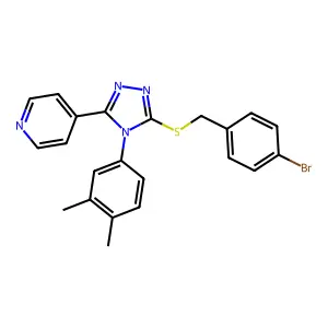 4-[5-[(4-bromophenyl)methylsulfanyl]-4-(3,4-dimethylphenyl)-1,2,4-triazol-3-yl]pyridine structure