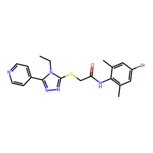 N-(4-bromo-2,6-dimethylphenyl)-2-[(4-ethyl-5-pyridin-4-yl-1,2,4-triazol-3-yl)sulfanyl]acetamide structure