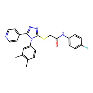 2-[[4-(3,4-dimethylphenyl)-5-pyridin-4-yl-1,2,4-triazol-3-yl]sulfanyl]-N-(4-fluorophenyl)acetamide structure
