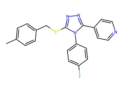 4-[4-(4-fluorophenyl)-5-[(4-methylphenyl)methylsulfanyl]-1,2,4-triazol-3-yl]pyridine structure